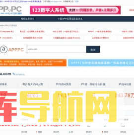 中文站长世界排名查询工具-youku.com_APPPC排名（Apppc网站世界排名） - apppc排名、流量、价值预估 - 世界排名中文站长查询 - APPPC网站查询（Apppc世界排名排名）